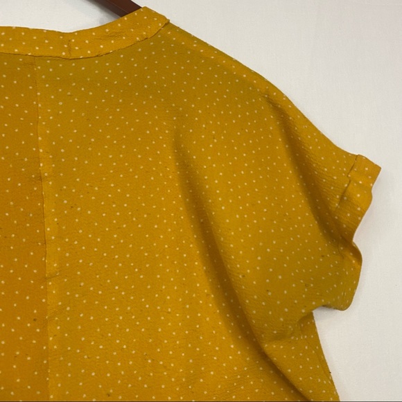 CURE Mustard Yellow White Polka Dot Retro Blouse Gathered Waist Size Medium - Picture 6 of 8